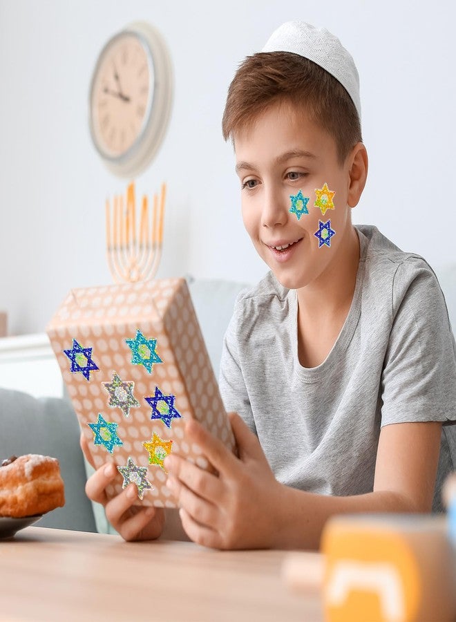 Whaline Hanukkah Stickers Roll Laser Seal Stickers Colored Chanukah Star Waterproof Self-Adhesive Decals for Holiday Envelope Journal Decor, 500 Pcs - Image 5